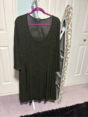 Torrid Olive Ribbed Knit Dress with Scoop Neck Size 3x